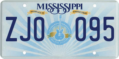MS license plate ZJO095