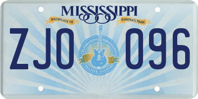 MS license plate ZJO096