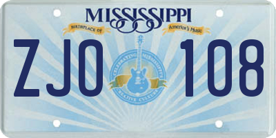 MS license plate ZJO108