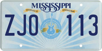 MS license plate ZJO113