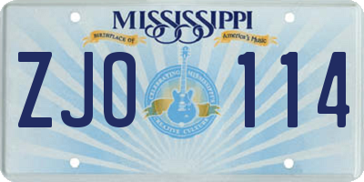 MS license plate ZJO114
