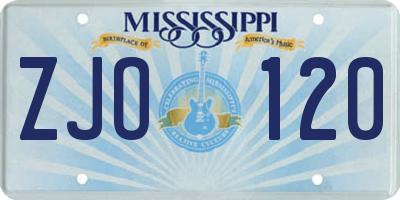 MS license plate ZJO120