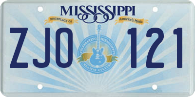 MS license plate ZJO121