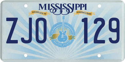 MS license plate ZJO129