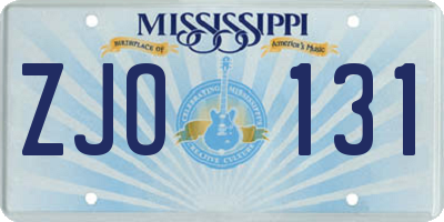 MS license plate ZJO131