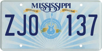 MS license plate ZJO137