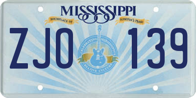 MS license plate ZJO139