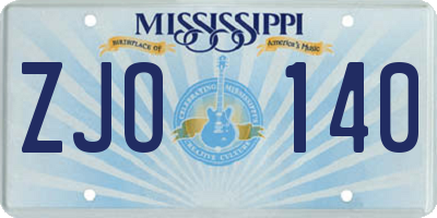 MS license plate ZJO140