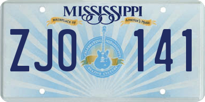 MS license plate ZJO141