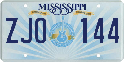 MS license plate ZJO144