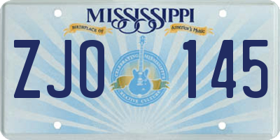 MS license plate ZJO145