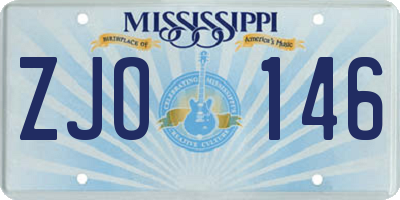 MS license plate ZJO146