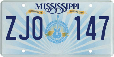 MS license plate ZJO147