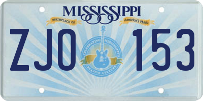 MS license plate ZJO153