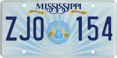 MS license plate ZJO154