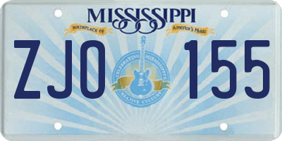MS license plate ZJO155