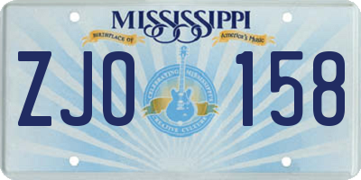 MS license plate ZJO158