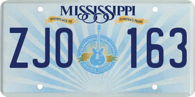 MS license plate ZJO163