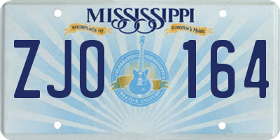 MS license plate ZJO164