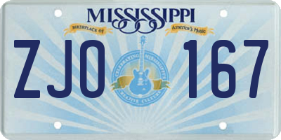 MS license plate ZJO167