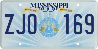 MS license plate ZJO169