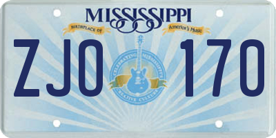 MS license plate ZJO170