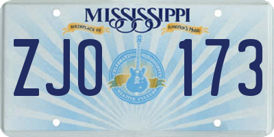 MS license plate ZJO173