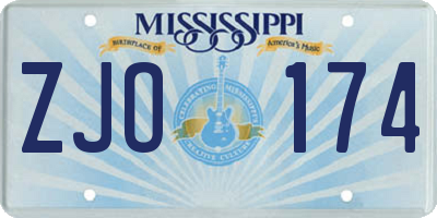 MS license plate ZJO174