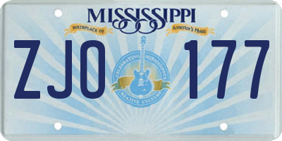 MS license plate ZJO177