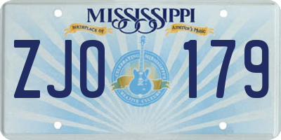 MS license plate ZJO179