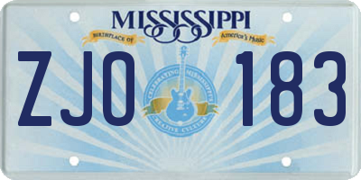 MS license plate ZJO183