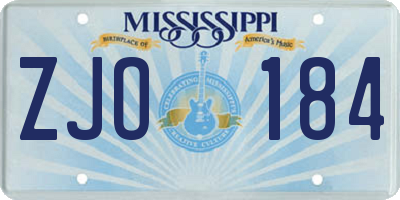MS license plate ZJO184
