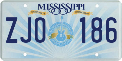 MS license plate ZJO186
