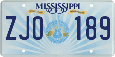 MS license plate ZJO189