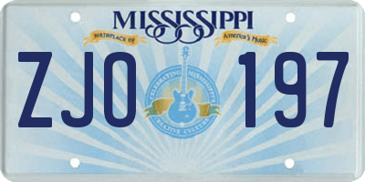 MS license plate ZJO197