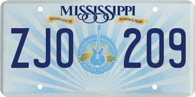 MS license plate ZJO209