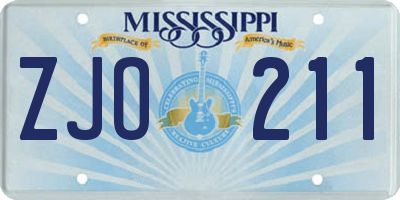 MS license plate ZJO211