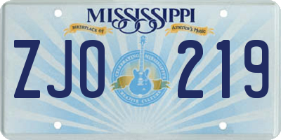 MS license plate ZJO219