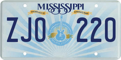 MS license plate ZJO220