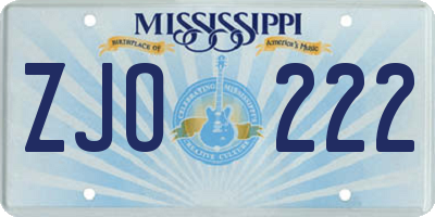 MS license plate ZJO222
