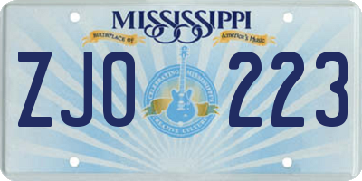 MS license plate ZJO223