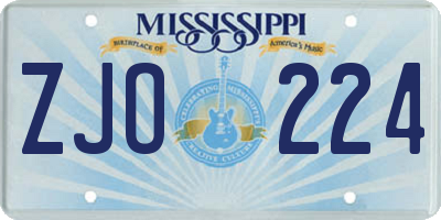 MS license plate ZJO224