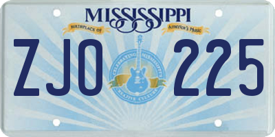 MS license plate ZJO225