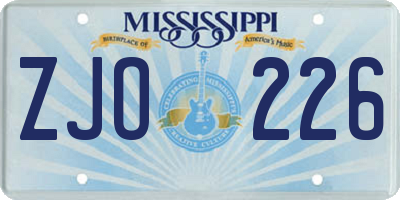 MS license plate ZJO226