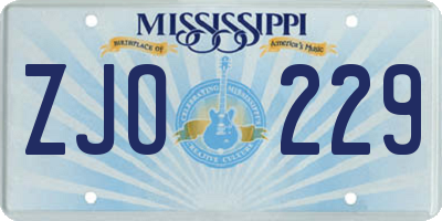 MS license plate ZJO229