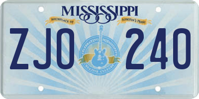 MS license plate ZJO240