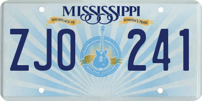 MS license plate ZJO241