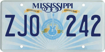 MS license plate ZJO242