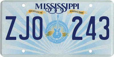 MS license plate ZJO243