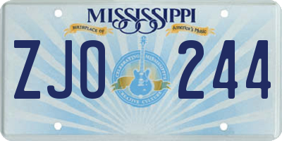 MS license plate ZJO244